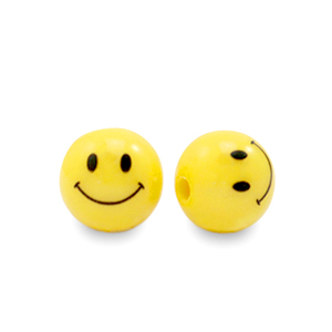 8 mm Acryl Perlen Smiley Yellow