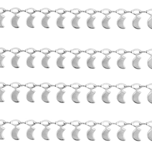 Stainless Steel - Rostfrei Stahl Schmuckzubeh&ouml;r Gliederkette Mond Silber