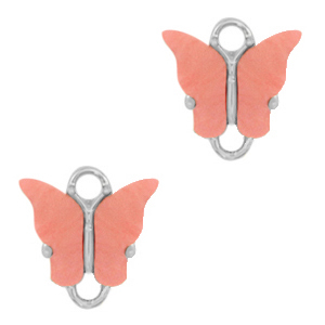 Resin Anh&auml;nger Zwischenst&uuml;ck Schmetterling Silver-coral red