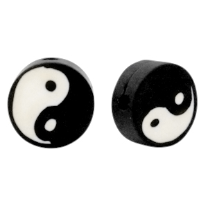 Polymer Perlen Yin & Yang Black-white