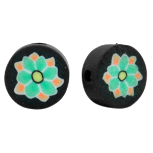 Polymer Perlen Blume Black-green