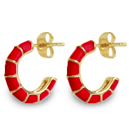 Trendy Ohrringe/Ohrstecker Creolen Enamel 16mm Red-gold