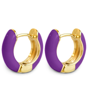 Trendy Ohrringe Creolen Enamel 15mm Purple-gold