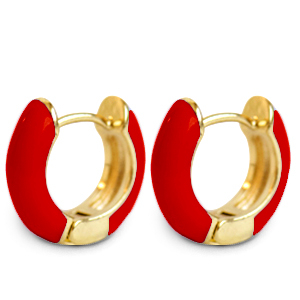 Trendy Ohrringe Creolen Enamel 15mm Red-gold