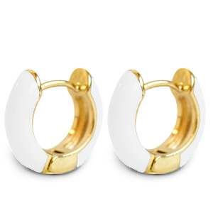 Trendy Ohrringe Creolen Enamel 15mm White-gold