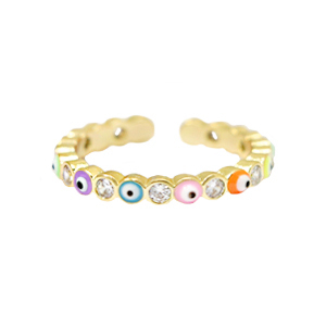 Trendy Ringe Enamel Nazar Auge Multicolour-gold