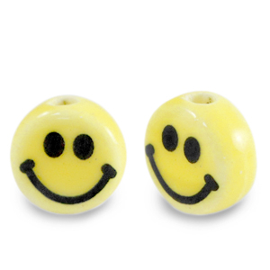 Perlen Keramik 8mm Smiley Yellow