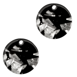 Resin Anh&auml;nger rund 12mm Silver-black