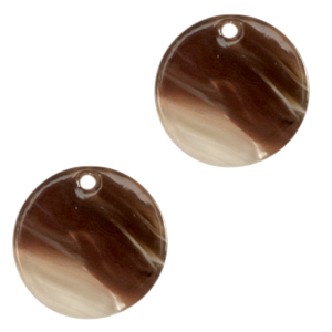 Resin Anh&auml;nger rund 12mm Mixed brown