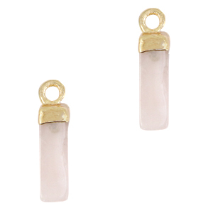 Naturstein Anh&auml;nger Quarz Tube Rose alabaster crystal-gold