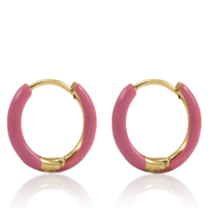 Ohrringe aus Stainless Steel - Rostfreiem Stahl Creolen Enamel 14mm Thulian pink-gold