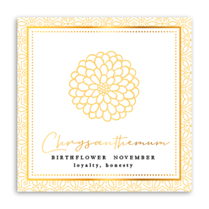 Schmuck Karten Geburtsblume November-Chrysantheme Sunshine yellow