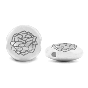 Metall Perlen DQ Geburtsblume Januar-Nelke Antik silber (Nickelfrei)