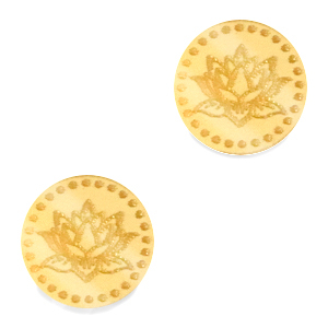 Plexx Cabochons 12mm Geburtsblume Juli-Wasserlilie Gold