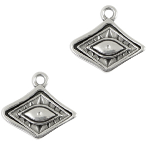 Metall Anh&auml;nger DQ Rhombus with Eye Antik silber (Nickelfrei)