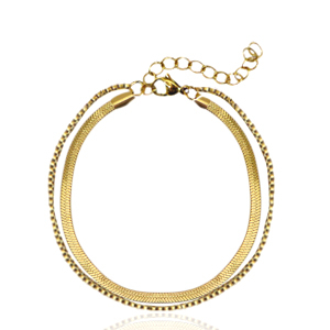 Armb&auml;nder aus Stainless Steel - Rostfreiem Stahl 2 layer Schlangenkette Gold