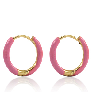 Ohrringe aus Stainless Steel - Rostfreiem Stahl Creolen Enamel 14mm Thulian pink-gold