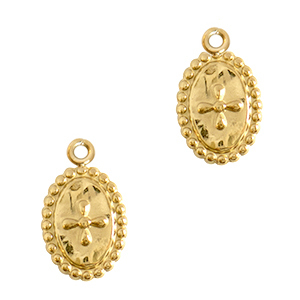 Stainless Steel - Rostfrei Stahl Anh&auml;nger Kreuz Gold