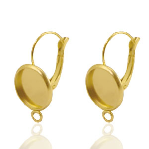 Stainless Steel - Rostfrei Stahl Schmuckzubeh&ouml;r Ohrringe f&uuml;r Cabochon 12mm Gold