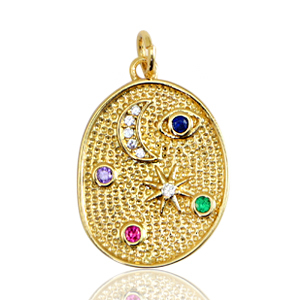 Brass TQ Metall Anh&auml;nger Mond und Stern Gold