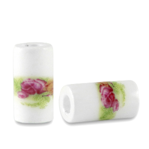 Perlen Keramik Tubes White-green