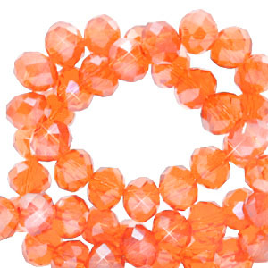 Top Glas Facett Perlen 8x6 mm rondellen Warm comfort orange-pearl shine coating