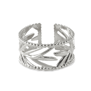 Metall Zubeh&ouml;r DQ Ring Blatt Antik silber (Nickelfrei)