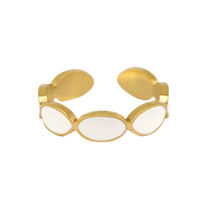 Ringe aus Stainless Steel - Rostfreiem Stahl Enamel Oval White-gold