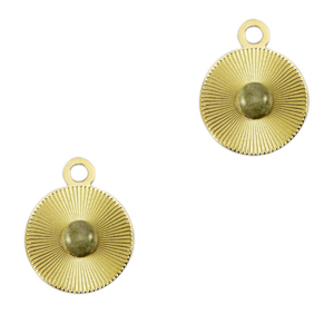 Stainless Steel - Rostfrei Stahl Anh&auml;nger 12mm mit Naturstein Gold-horizon gray