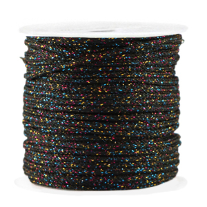 Makramee Band geflochten 2mm Black-multicolor glitter