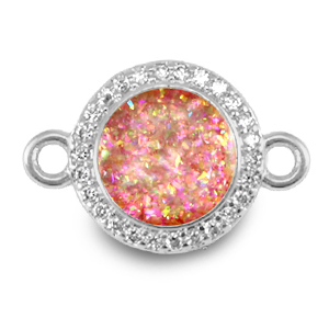 Brass TQ Metall Anh&auml;nger Zwischenst&uuml;ck 12mm Enamel Silver-peony pink
