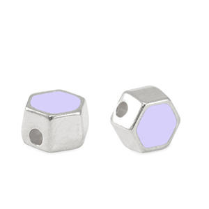 Metall Perlen DQ Hexagon Antik silber-lavender purple (nikkelvrij)