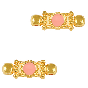 Metall Anh&auml;nger DQ Zwischenst&uuml;ck Gold-salmon pink (nikkelvrij)