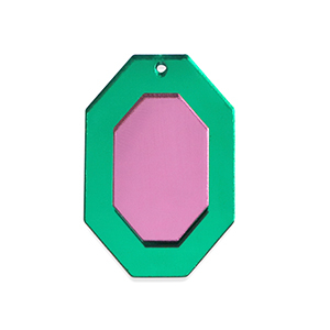 Statement-Anh&auml;nger Achteck Metallic green-pink