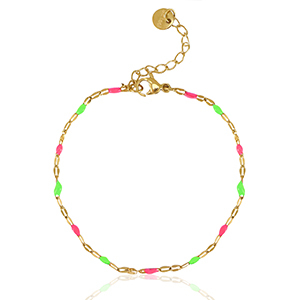Armb&auml;nder aus Stainless Steel - Rostfreiem Stahl Neon pink-green-gold