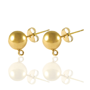 Ohrringe / Ohrstecker aus Stainless Steel - Rostfreiem Stahl mit &Ouml;se 6mm Gold