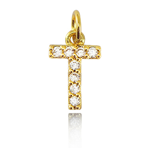 Brass TQ Metall Anh&auml;nger initial T Gold