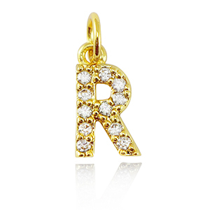Brass TQ Metall Anh&auml;nger initial R Gold