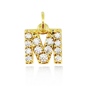 Brass TQ Metall Anh&auml;nger initial M Gold