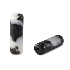 Naturstein Perlen Jaspis Tubes Black-white