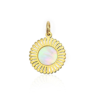 Stainless Steel - Rostfrei Stahl Anh&auml;nger Muschel Salzwasserperlmutt 12mm Gold-white (Naturliche Farbe Muschel)