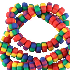 Polymer Perlen Rondell 7mm Multicolour rainbow