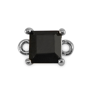 Kristallglas Zwischenst&uuml;cke Viereck Jet black-silver