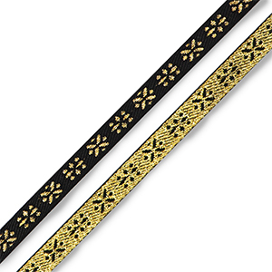 Schmuckband mit Text Flowers Black-gold