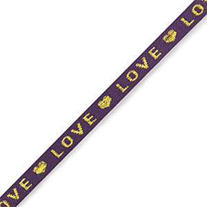 Schmuckband mit Text "love" Purple-gold