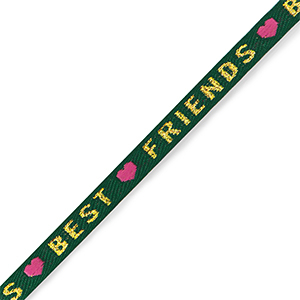 Schmuckband mit Text "best friends" Green-gold-pink