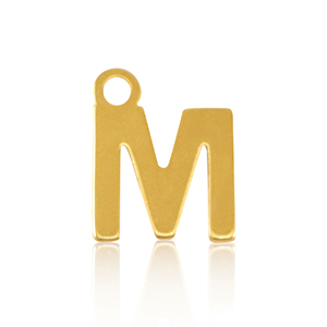 Stainless Steel - Rostfrei Stahl Anh&auml;nger Initial M Gold