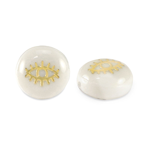 Glasperlen Rondell shell look eye White-gold