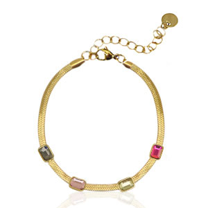 Snake Armb&auml;nder aus Stainless Steel - Rostfreiem Stahl Crystal Gold-multicolour