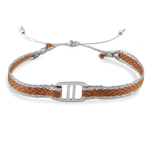Armb&auml;nder Schmuckband mit Rostfrei Stahl Zwischenst&uuml;ck Brown-silver